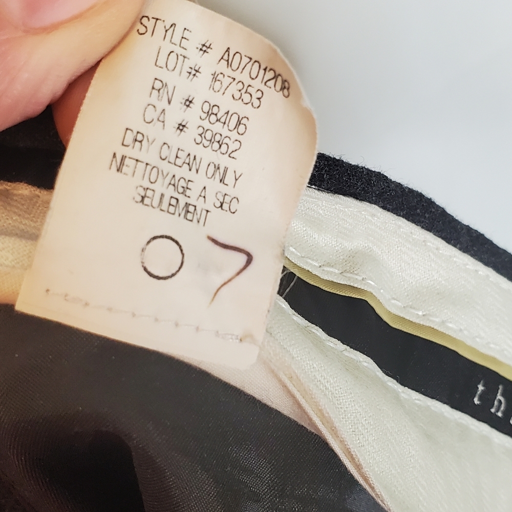 THEORY Charcoal Wool-Blend Mid-Rise Wide-Leg Tailored Dress Pants Size 4 - Picture 13 of 15